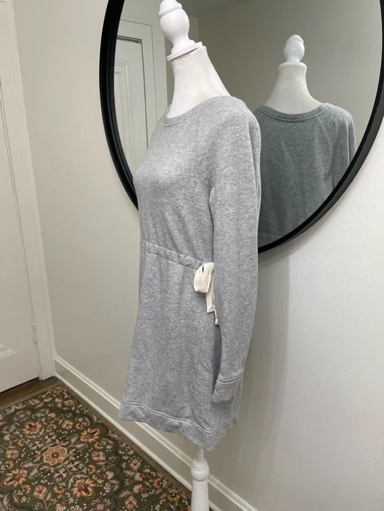 Athleta Studio Cinch Sweatshirt Dress - Heather Grey Small - Picture 3 of 5